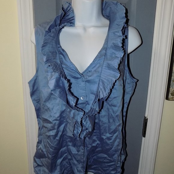Ann Taylor Tops - Ann Taylor Petite Blue Blouse Top Sleeveless 14P